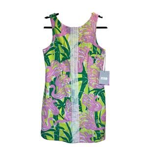 NWT: LILLY PULITZER Target Flamingo Floral Pineapple Yellow Dress Size 10 (G310)